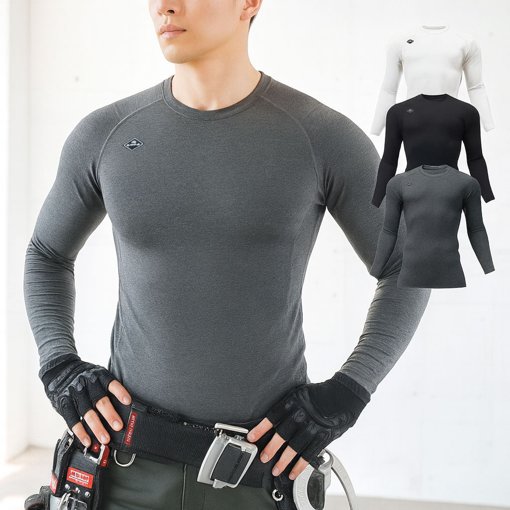 4114 コットン 長袖 インナー バートル BURTLE 綿 ストレッチ 吸汗速乾 UVカット メンズ レディース 春夏 秋冬 作業服 作業着 コンプレッション アンダーウェア 2025AW