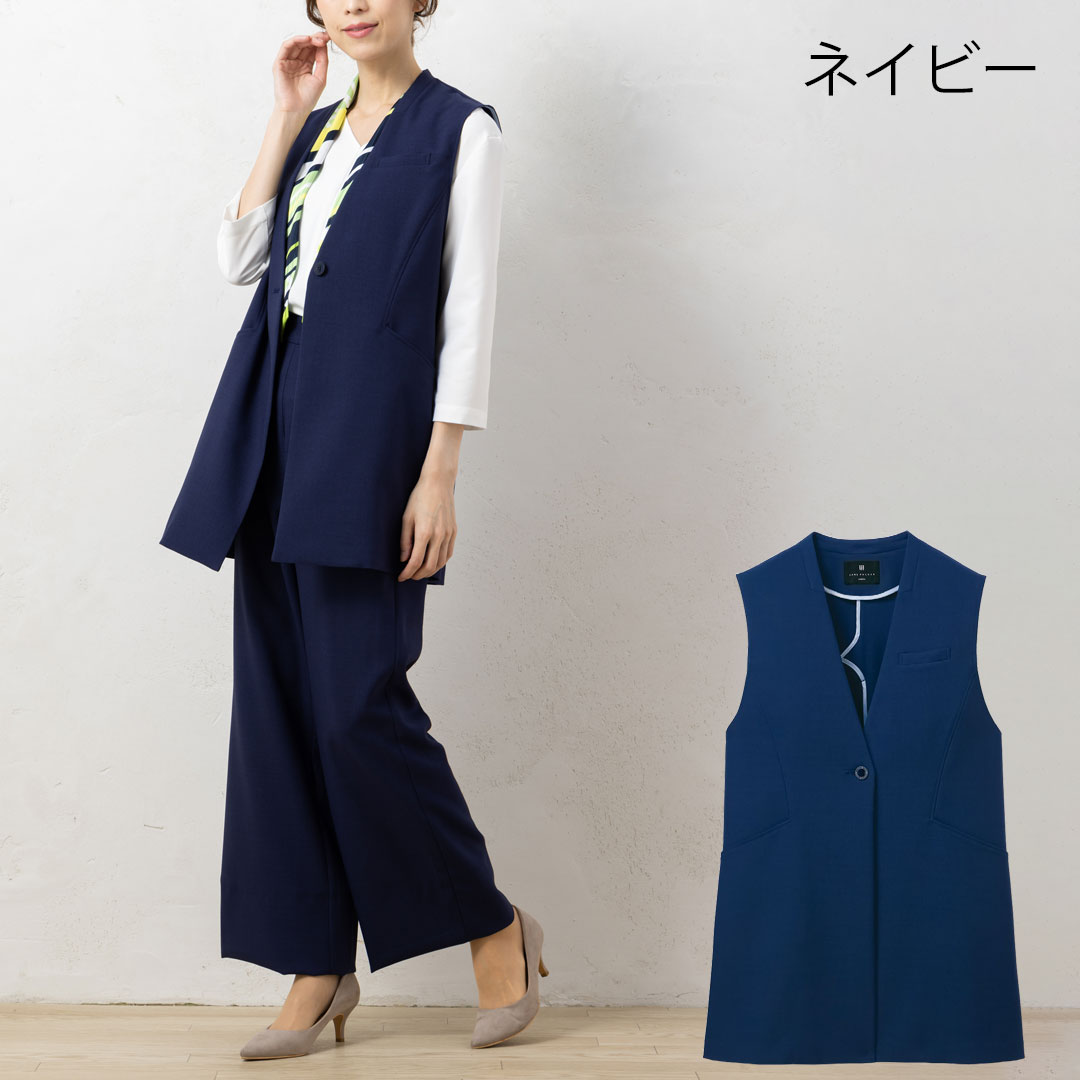 JANE PACKER ベスト ロング レディース 事務服 オフィス 制服 春 夏 秋 冬 春夏 秋冬 ストレッチ 抗菌 消臭 防汚 抗ウイルス ジェーン・パッカー 2024SS