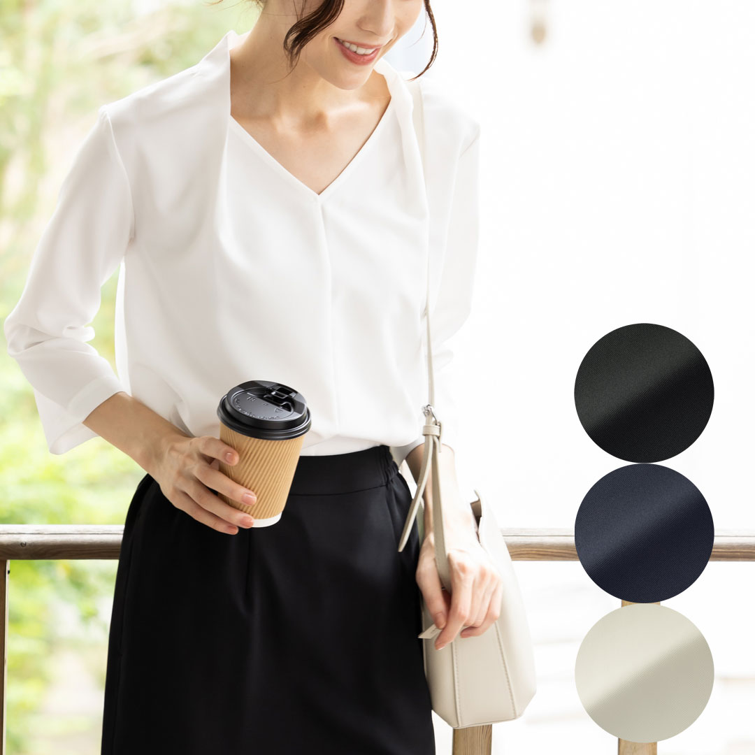 JANE PACKER プルオーバー 七分袖 カットソー レディース 事務服 オフィス 制服 春 夏 秋 冬 春夏 秋冬 ストレッチ 吸汗 速乾 吸水 吸水 透け防止 ジェーン・パッカー 2024SS