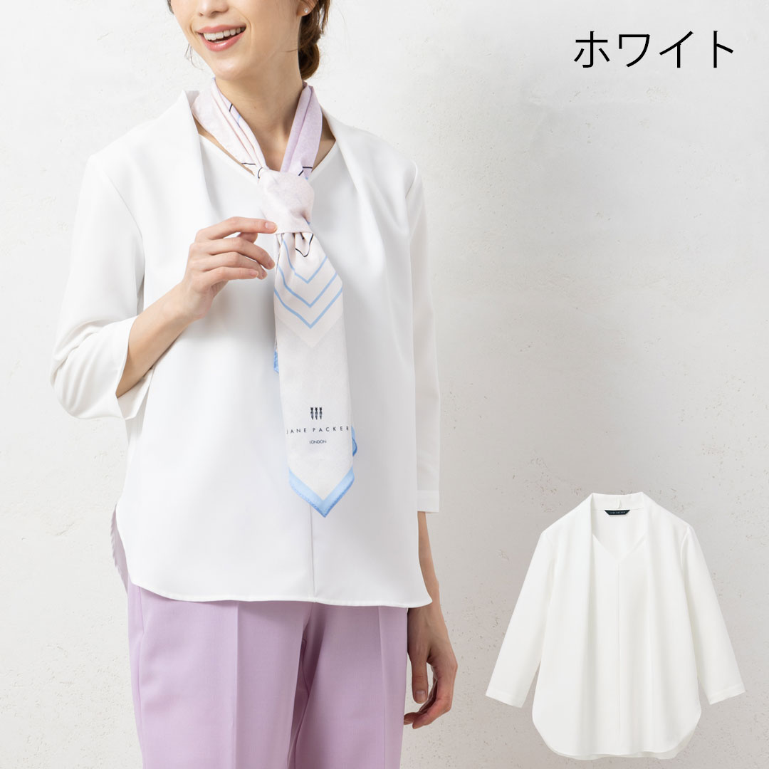 JANE PACKER プルオーバー 七分袖 カットソー レディース 事務服 オフィス 制服 春 夏 秋 冬 春夏 秋冬 ストレッチ 吸汗 速乾 吸水 吸水 透け防止 ジェーン・パッカー 2024SS