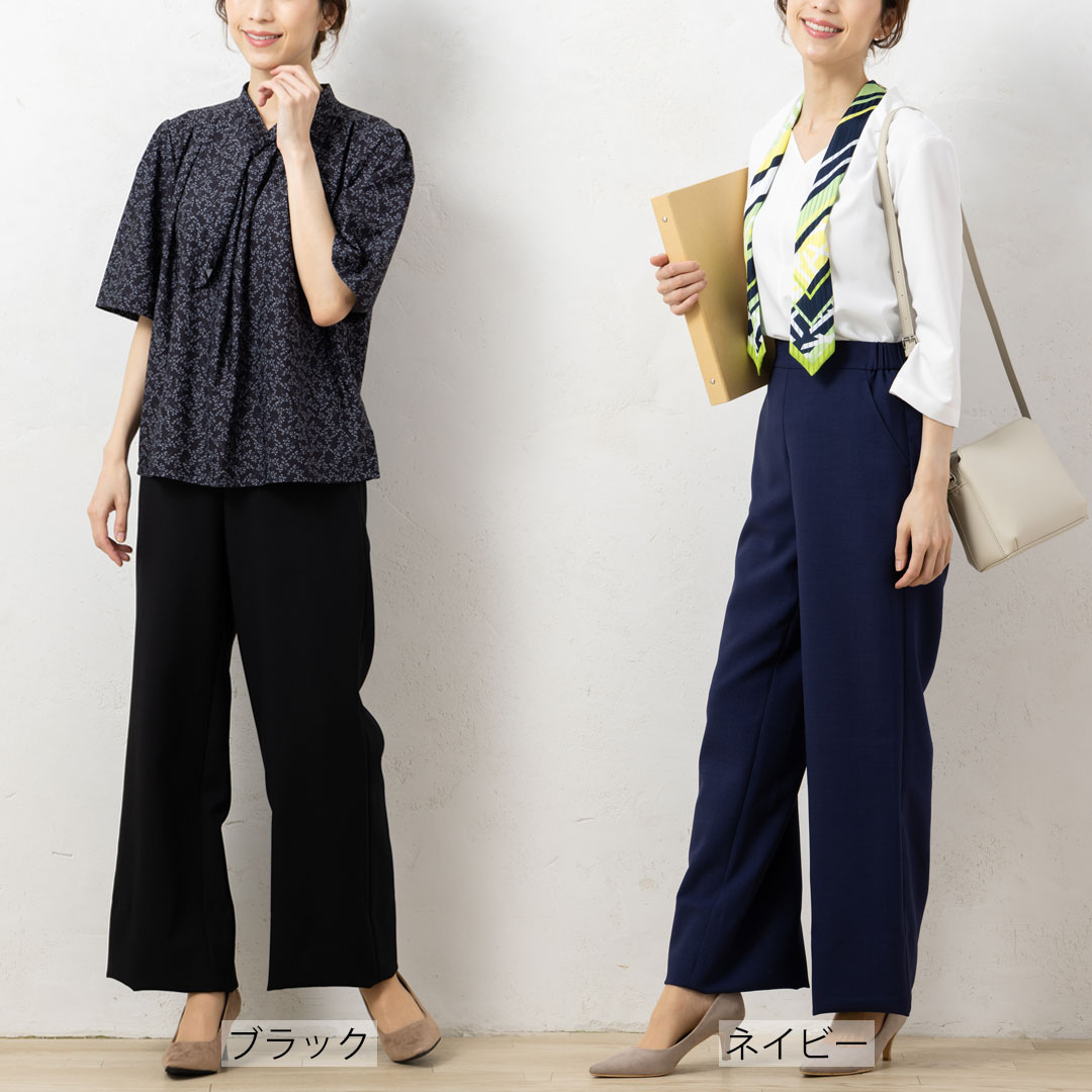 JANE PACKER パンツ ワイド レディース 事務服 オフィス 制服 春 夏 秋 冬 春夏 秋冬 ストレッチ 抗菌 消臭 防汚 抗ウイルス ジェーン・パッカー 2024AW
