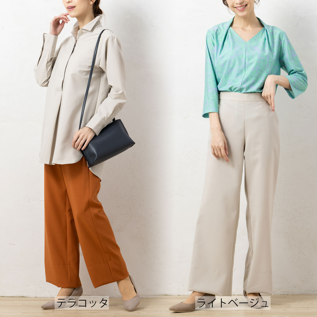 JANE PACKER パンツ ワイド レディース 事務服 オフィス 制服 春 夏 秋 冬 春夏 秋冬 ストレッチ 抗菌 消臭 防汚 抗ウイルス ジェーン・パッカー 2024AW