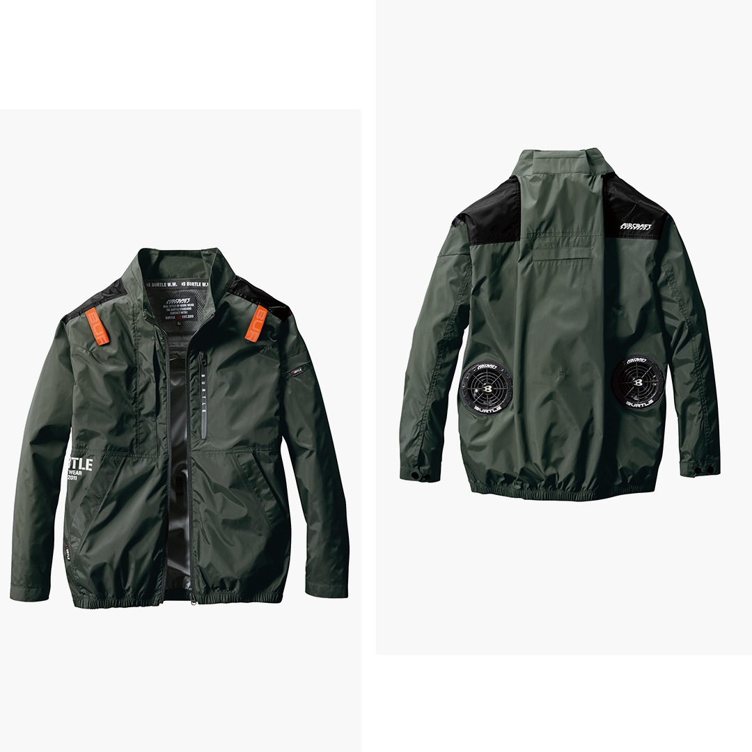 バートル　空調服　AC2011 ブルゾン 14. ミルスグリーン　ＸＬ BURTLE バートル AC2011 長袖 ブルゾン 軽量 UVカット 遮熱 撥水 フル
