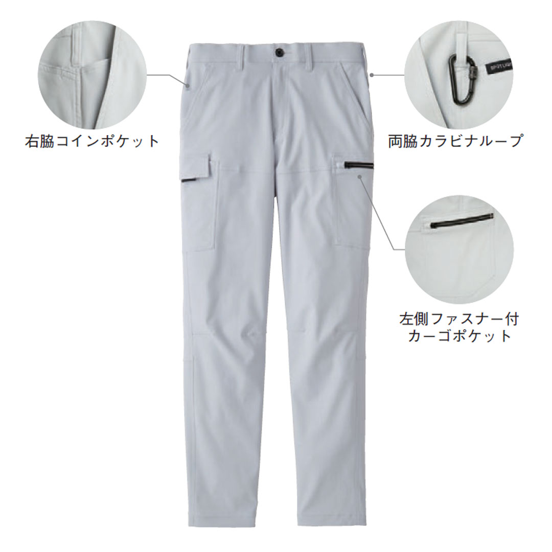 SPT22425 カーゴパンツ サンエス エコ素材 軽量 帯電防止 防風 ストレッチ メンズ レディース 秋冬 作業服 作業着 ズボン 2024AW