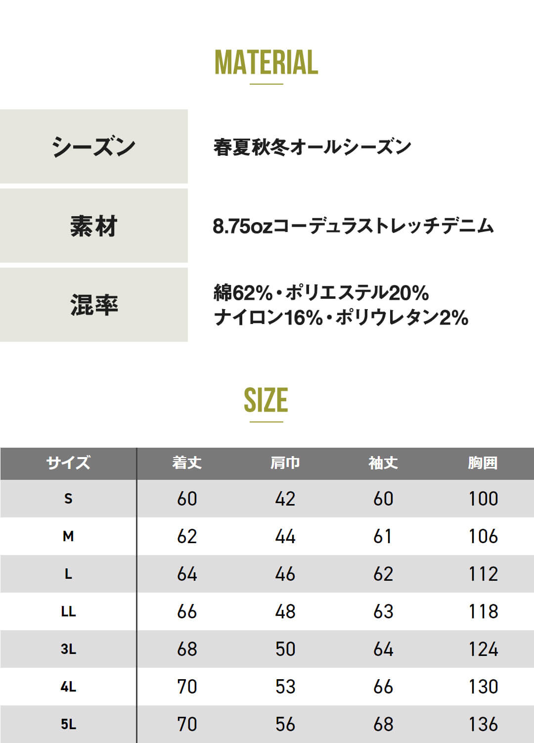 GRANCISCO グランシスコ GCA600 長袖 ジャケット コーデュラ デニム ストレッチ メンズ レディース 春夏 秋冬 作業服 作業着 ブルゾン