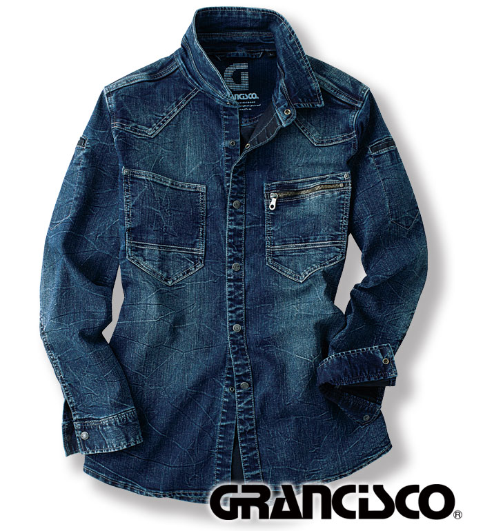 GRANCISCO グランシスコ  GCA704 長袖デニムシャツ メンズ 作業服 作業着
