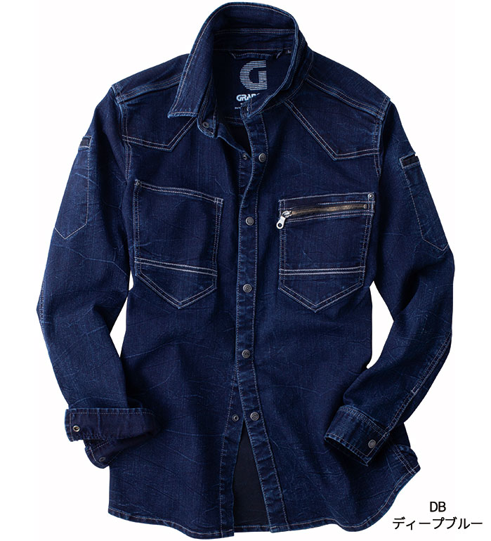 GRANCISCO グランシスコ  GCA704 長袖デニムシャツ メンズ 作業服 作業着