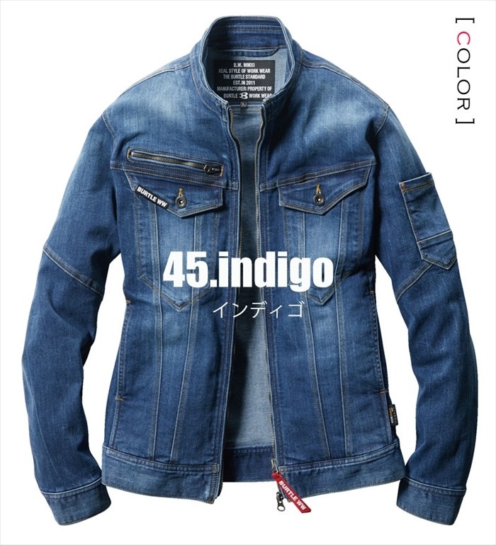 BURTLE バートル5001 長袖ジャケットメンズ レディース コーデュラ デニム 高耐久 作業服 作業着