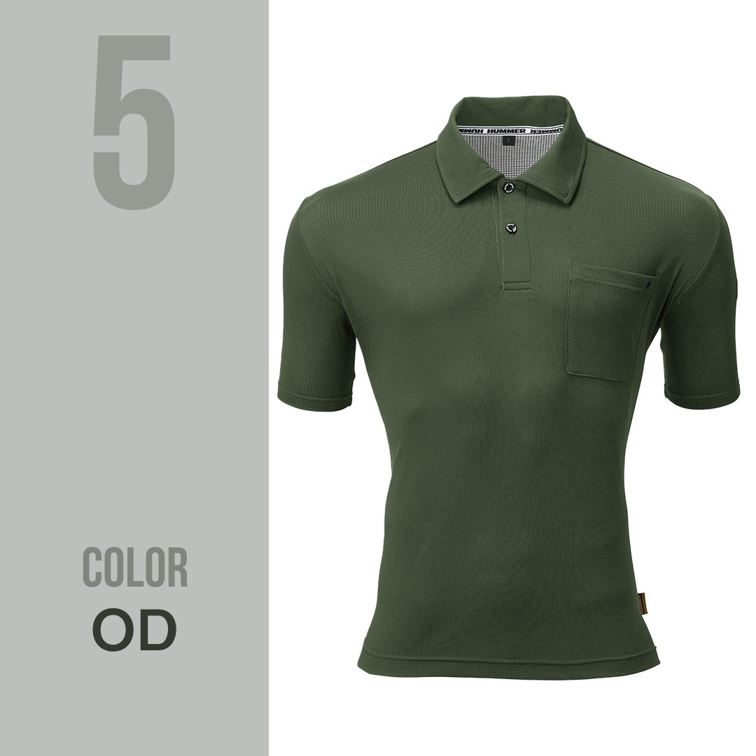 HUMMER ハマー 908215 半袖 ポロシャツ 接触冷感 吸汗速乾 ストレッチ メンズ 春夏 作業服 作業着