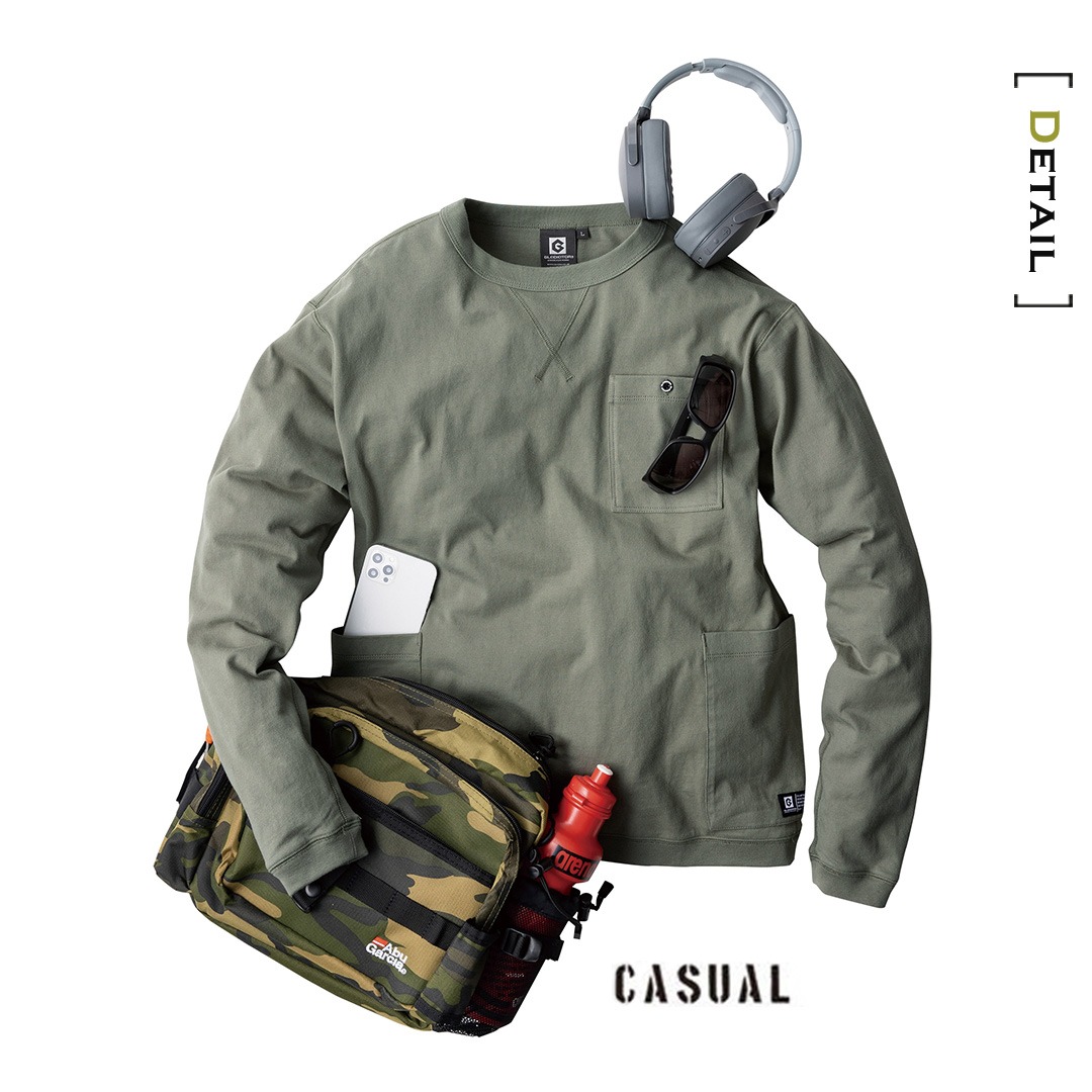 G958 長袖 Tシャツ 5ポケット グラディエーター メンズ レディース 春 夏 秋 綿100% 消臭 ロンT 作業服 作業着 部屋着 コーコス