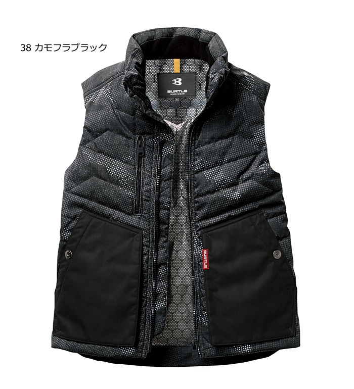 防寒作業服 BURTLE バートル防寒ベスト 5264 2018年秋冬新作 LL 38カモフラブラック Burtle] 防寒ベスト 5264 バートル 防寒ベスト 5264 防寒着