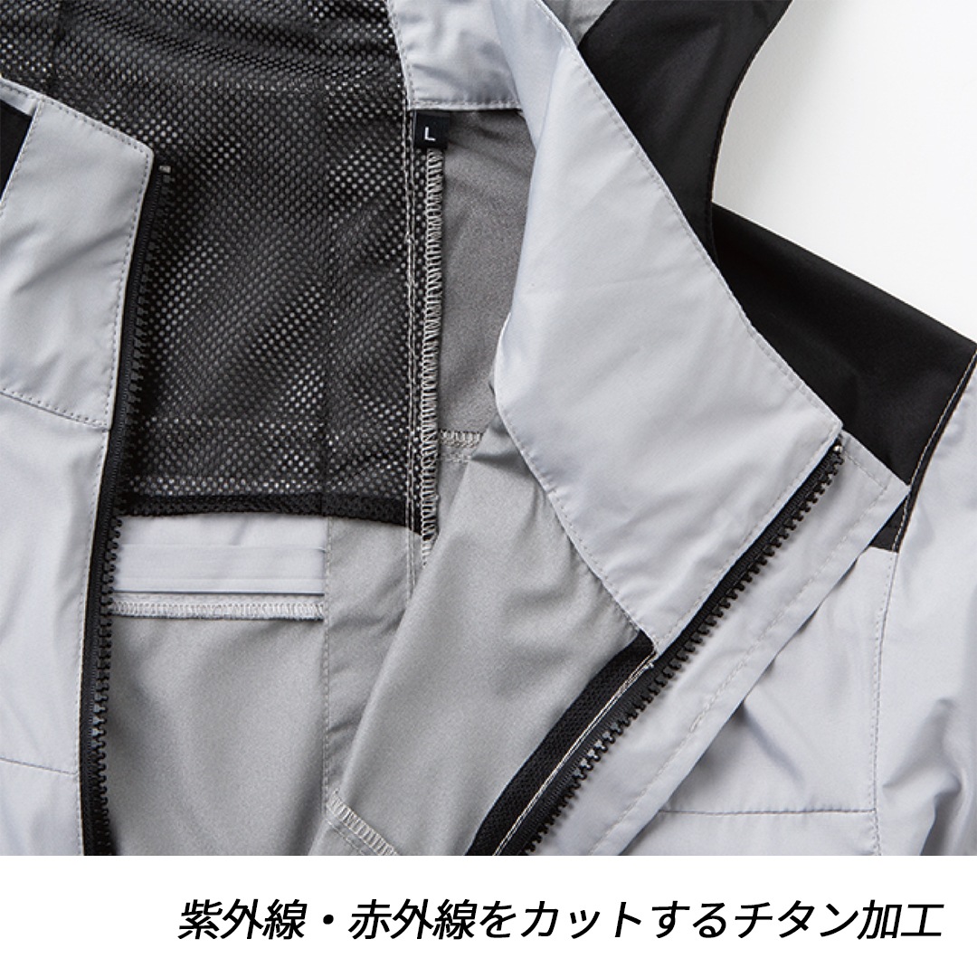 KF92500 半袖 ブルゾン (ウェアのみ) 空調風神服 冷却服 空調 服 熱中症対策 EFウェア 裏チタン加工 2026SS 作業服 作業着