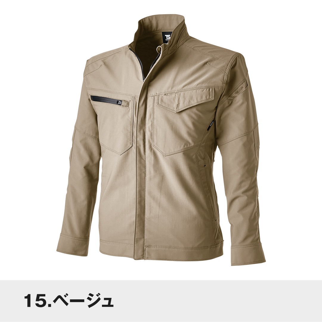 TS DESIGN ティーエスデザイン 4616 長袖 ジャケット ストレッチ 軽量 裏綿 マット感 メンズ レディース 秋冬 作業服 作業着 ジャンパー ブルゾン