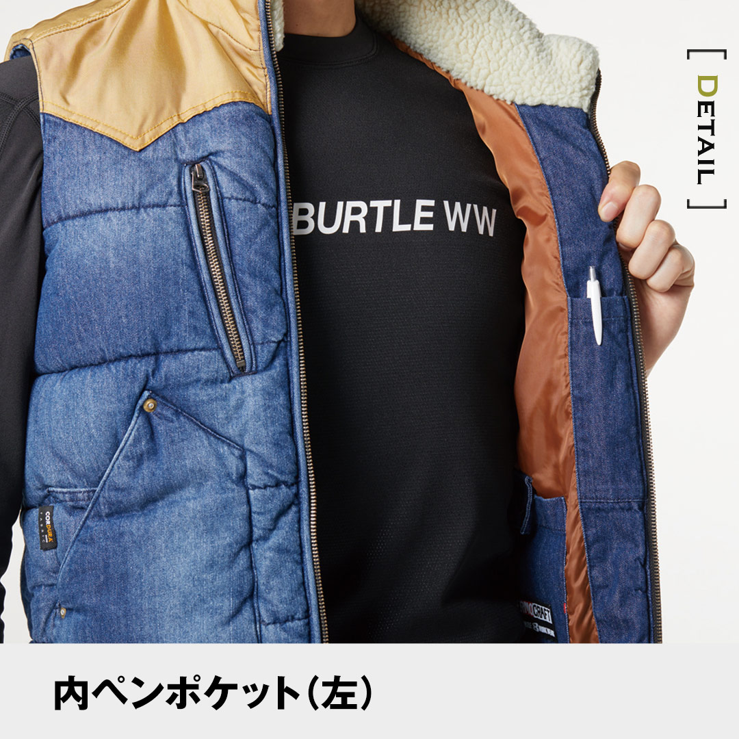 BURTLE バートル 5004 防寒 ベスト 襟ボア 肩コーデュラ補強 メンズ レディース 秋冬 作業服 作業着 THERMO CRAFT サーモクラフト【20220216p10】