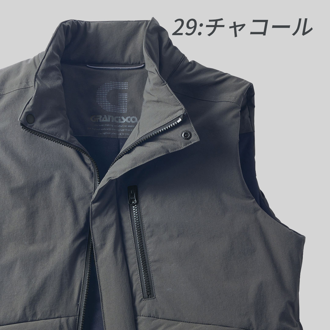 GRANCISCO グランシスコ GCW587 防寒 ベスト コーデュラ 高強度 耐摩耗 ストレッチ 撥水 軽量 中綿 メンズ レディース 秋冬 作業服 作業着