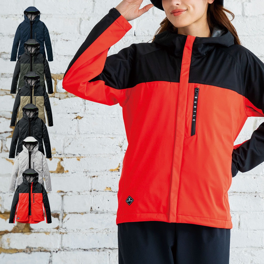 BURTLE バートル 3230 ストレッチ パーカー 軽量 撥水 保温 防風 メンズ レディース 春秋冬 作業服 作業着 バイカラー フーディー