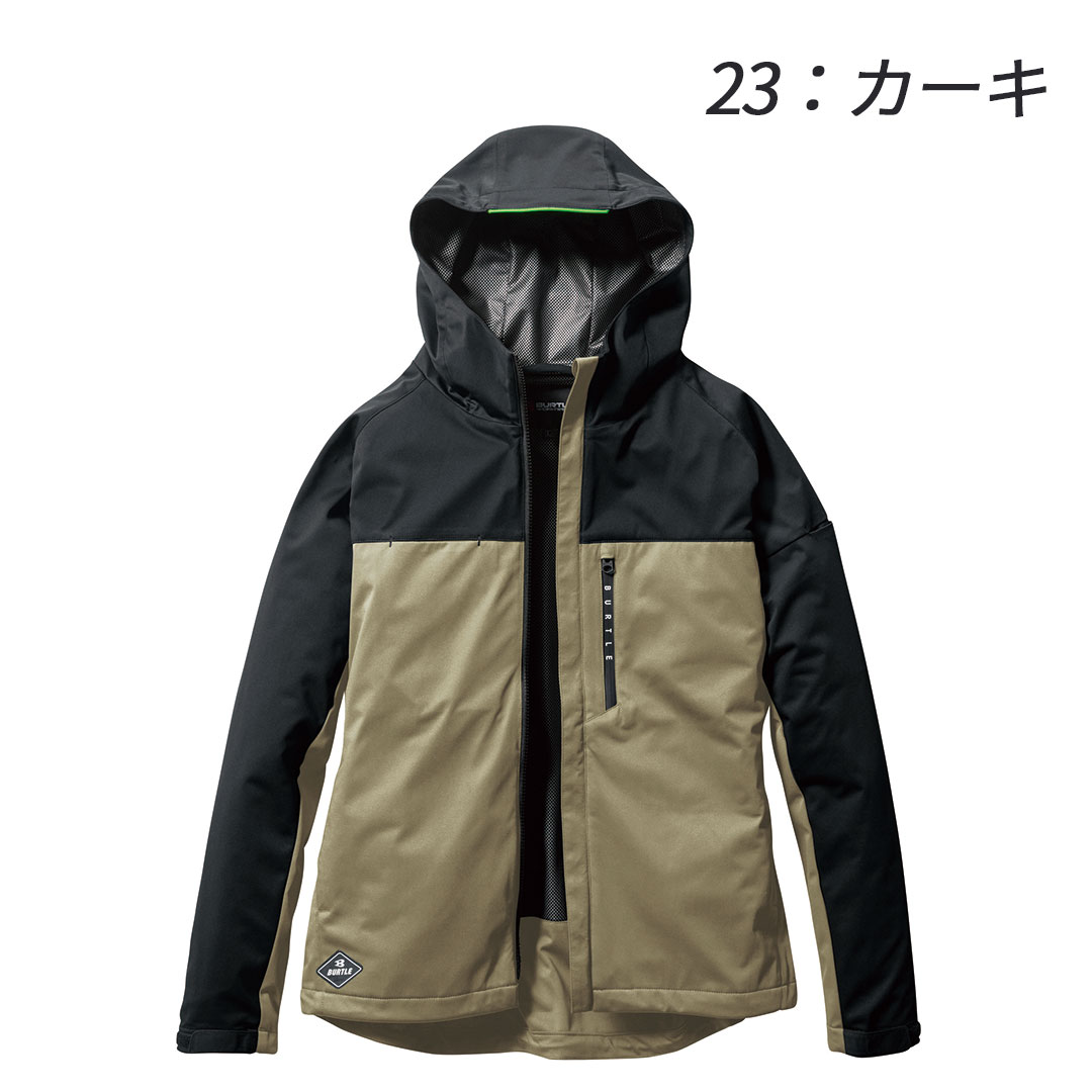 BURTLE バートル 3230 ストレッチ パーカー 軽量 撥水 保温 防風 メンズ レディース 春秋冬 作業服 作業着 バイカラー フーディー