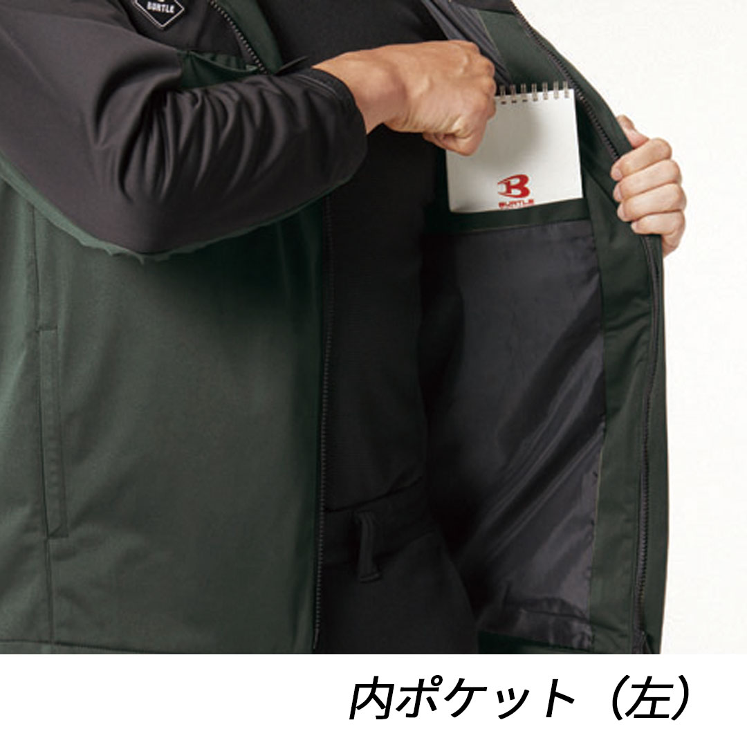 BURTLE バートル 3230 ストレッチ パーカー 軽量 撥水 保温 防風 メンズ レディース 春秋冬 作業服 作業着 バイカラー フーディー