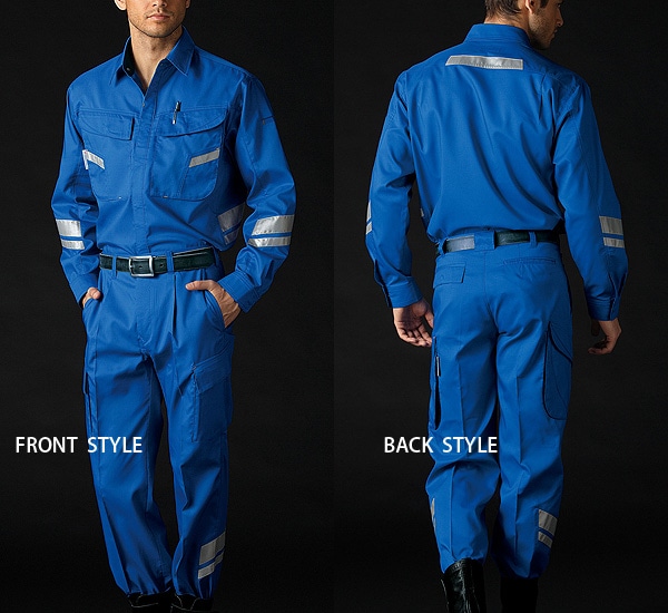 TUN003 反射材付き 長袖 シャツ 高視認 メンズ 春 夏 帯電防止 吸汗速