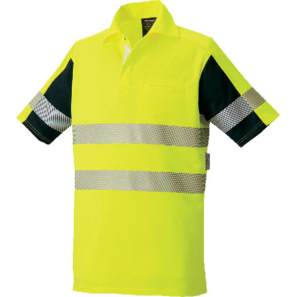 TUNP22 反射材付き 半袖 ポロシャツ 高視認 メンズ 春 夏 帯電防止