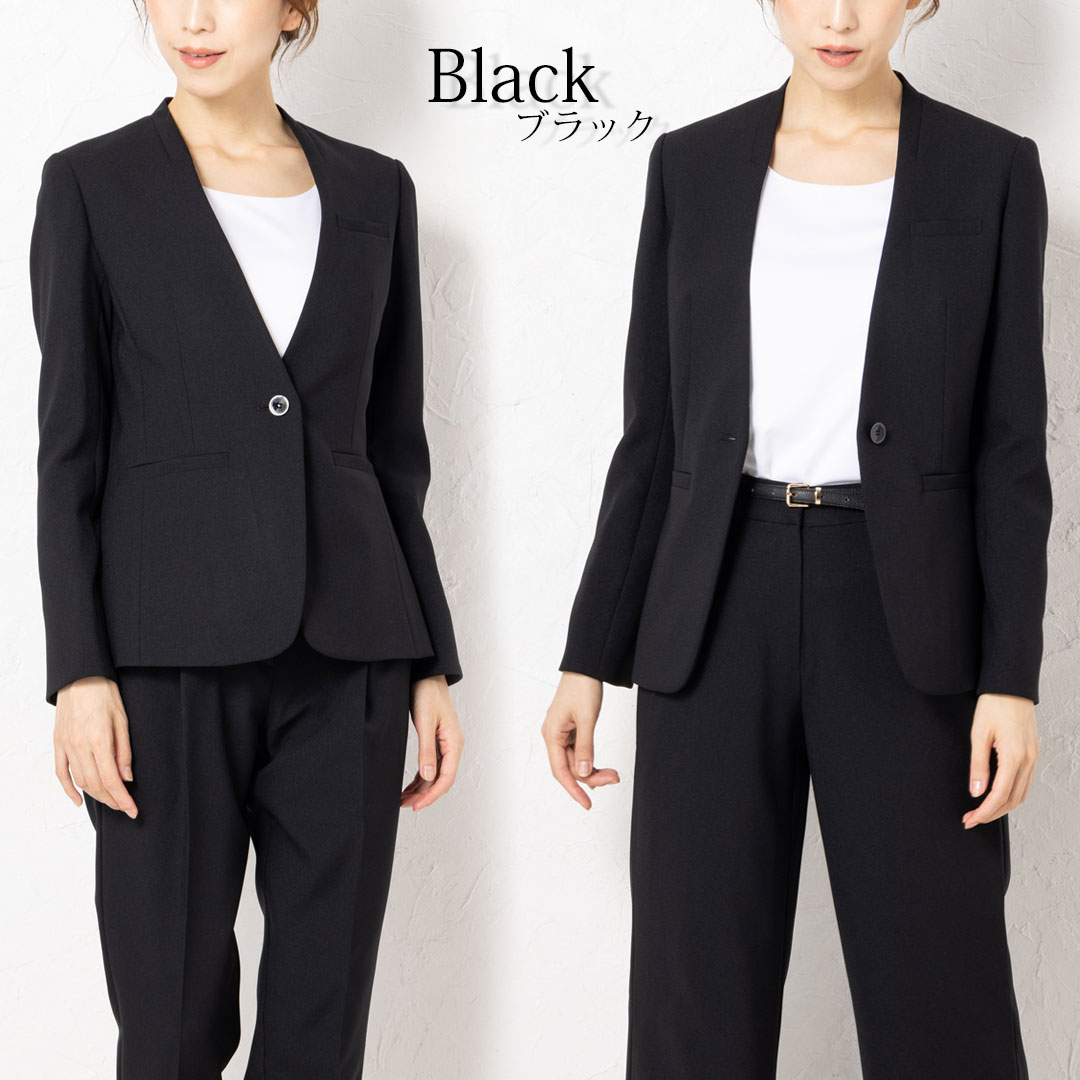 ジャケット ノーカラー レディース 事務服 オフィス 制服 春 秋 冬 秋冬 ストレッチ TioTio 耐久性 かっこいい ウォッシャブル 動きやすい 2024AW