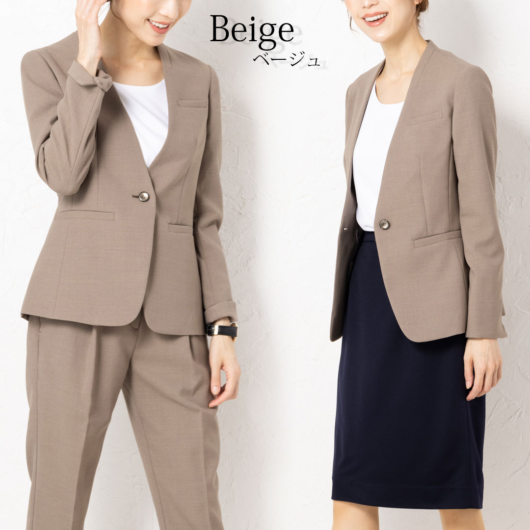 ジャケット ノーカラー レディース 事務服 オフィス 制服 春 秋 冬 秋冬 ストレッチ TioTio 耐久性 かっこいい ウォッシャブル 動きやすい 2024AW