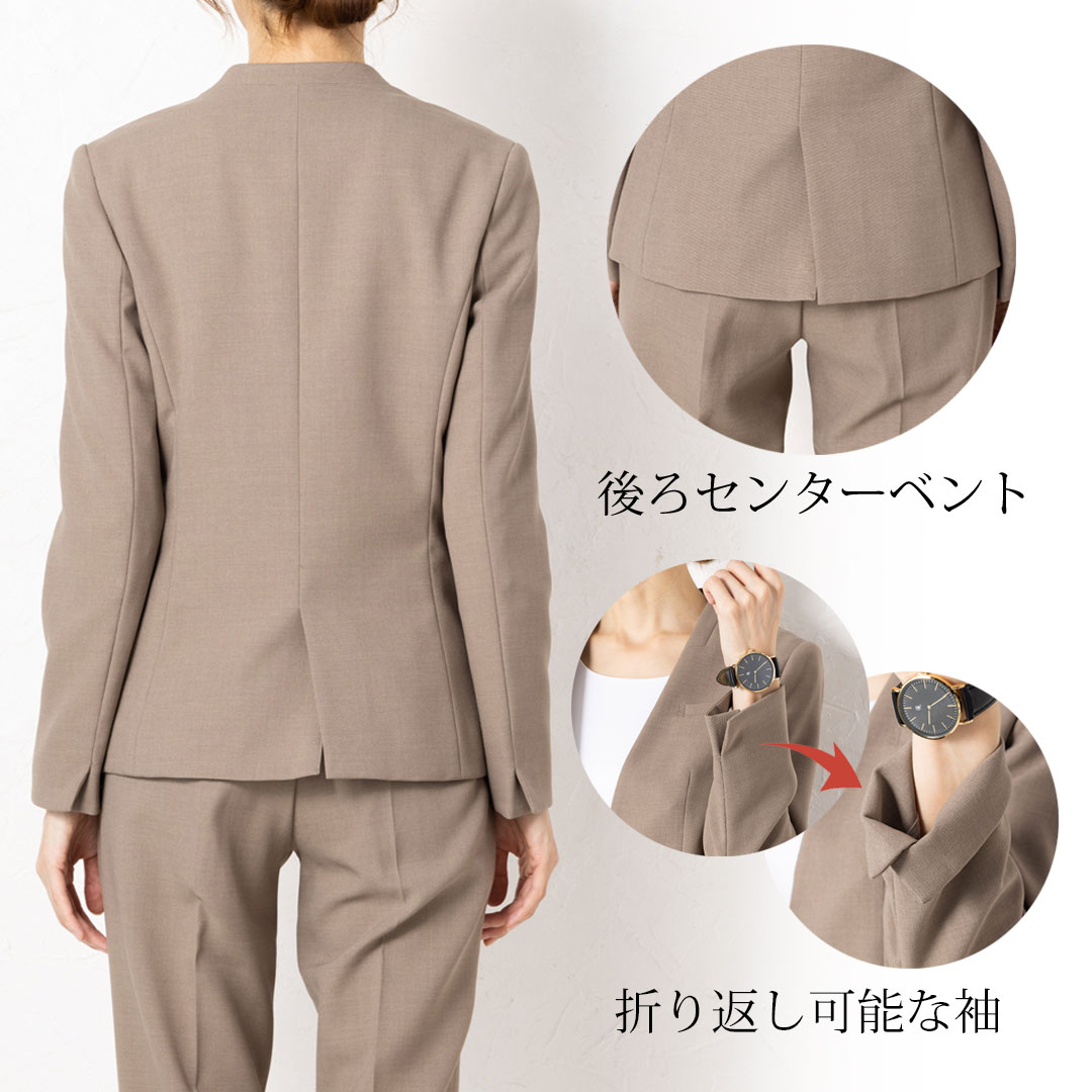 ジャケット ノーカラー レディース 事務服 オフィス 制服 春 秋 冬 秋冬 ストレッチ TioTio 耐久性 かっこいい ウォッシャブル 動きやすい 2024AW