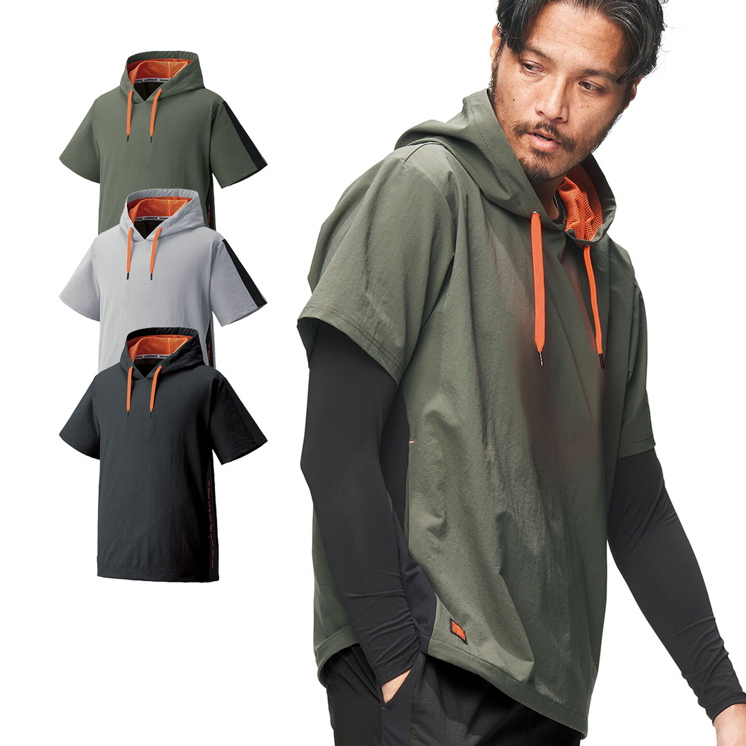 28559 レヴスキンズ半袖フーディー HUMMER ハマー 吸汗速乾 超軽量 メンズ 春夏 作業服 作業着 2024SS