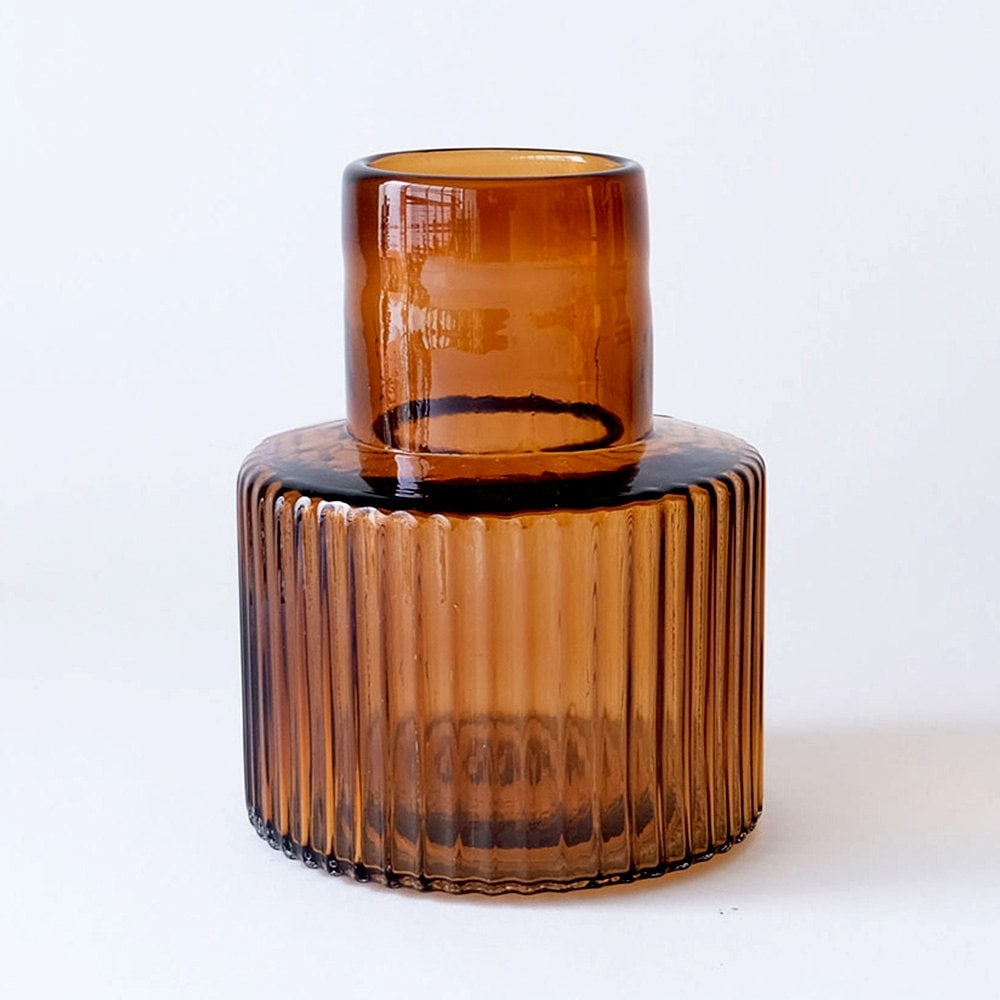 GLASSフラワーベース プロップワイド・ブラウン【吹きガラス／Size:底面直径17cm×高さ22cm／品番:107771BR／1個売り】