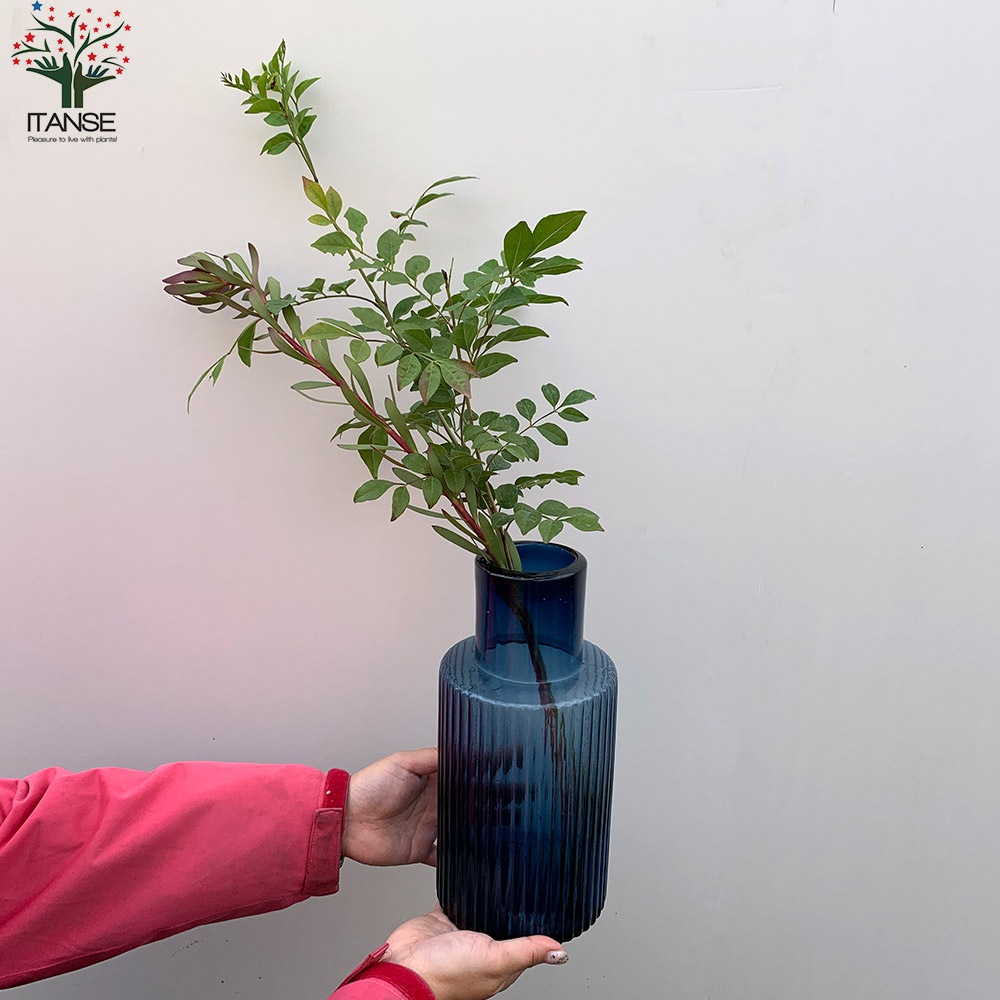 GLASSフラワーベース プロップトール・ブルー【吹きガラス／Size:底面