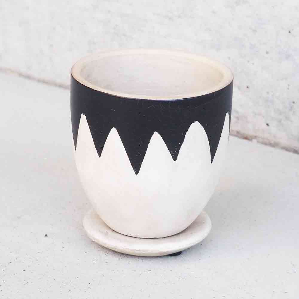 皿付陶器鉢 白峰【資材 9cm】