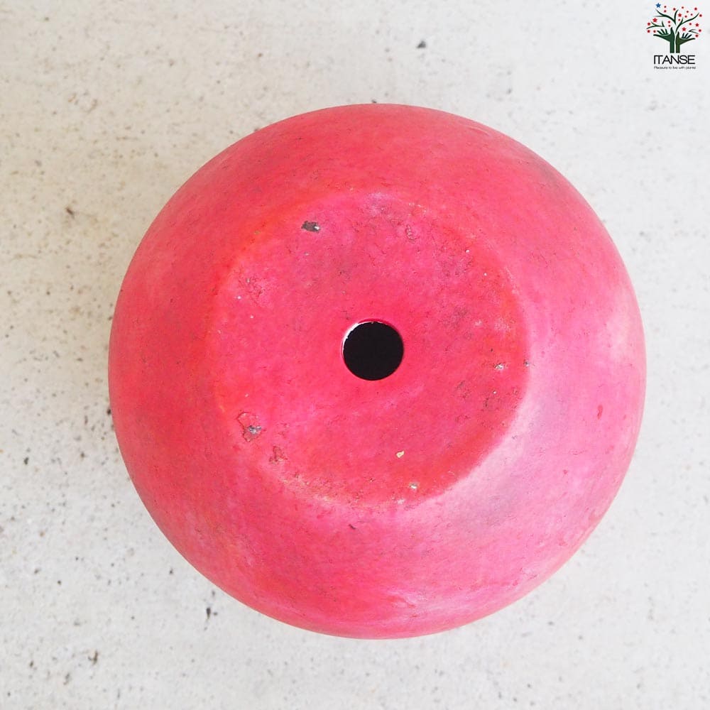 皿付陶器鉢 彩色焼磁 レッド【資材 12cm】｜ 【植物のITANSE