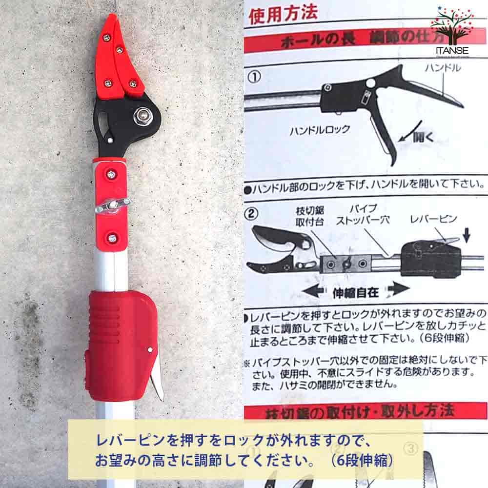 伸縮式高枝鋏　替刃付セット TAKAGI 高儀 NEW 伸縮式高枝切ハサミ 5点セット｜ファミリー・ライフ