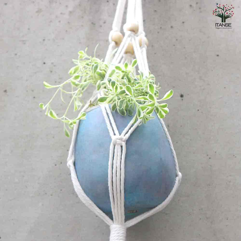 麻縄マクラメ編み 18番 3連ハンギングプランター 【ハンギング資材