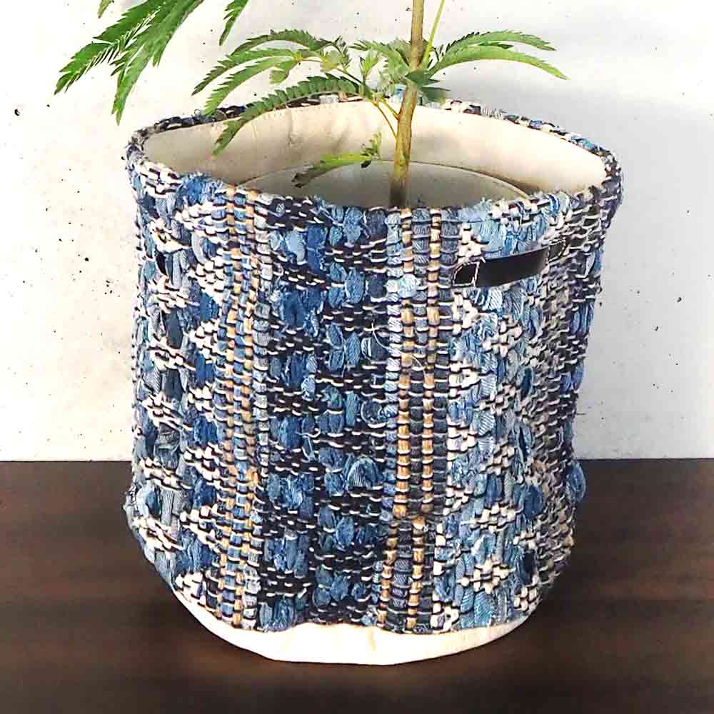 鉢カバー バスケットデニム デニムグラデ  【鉢カバー ／1個売り】