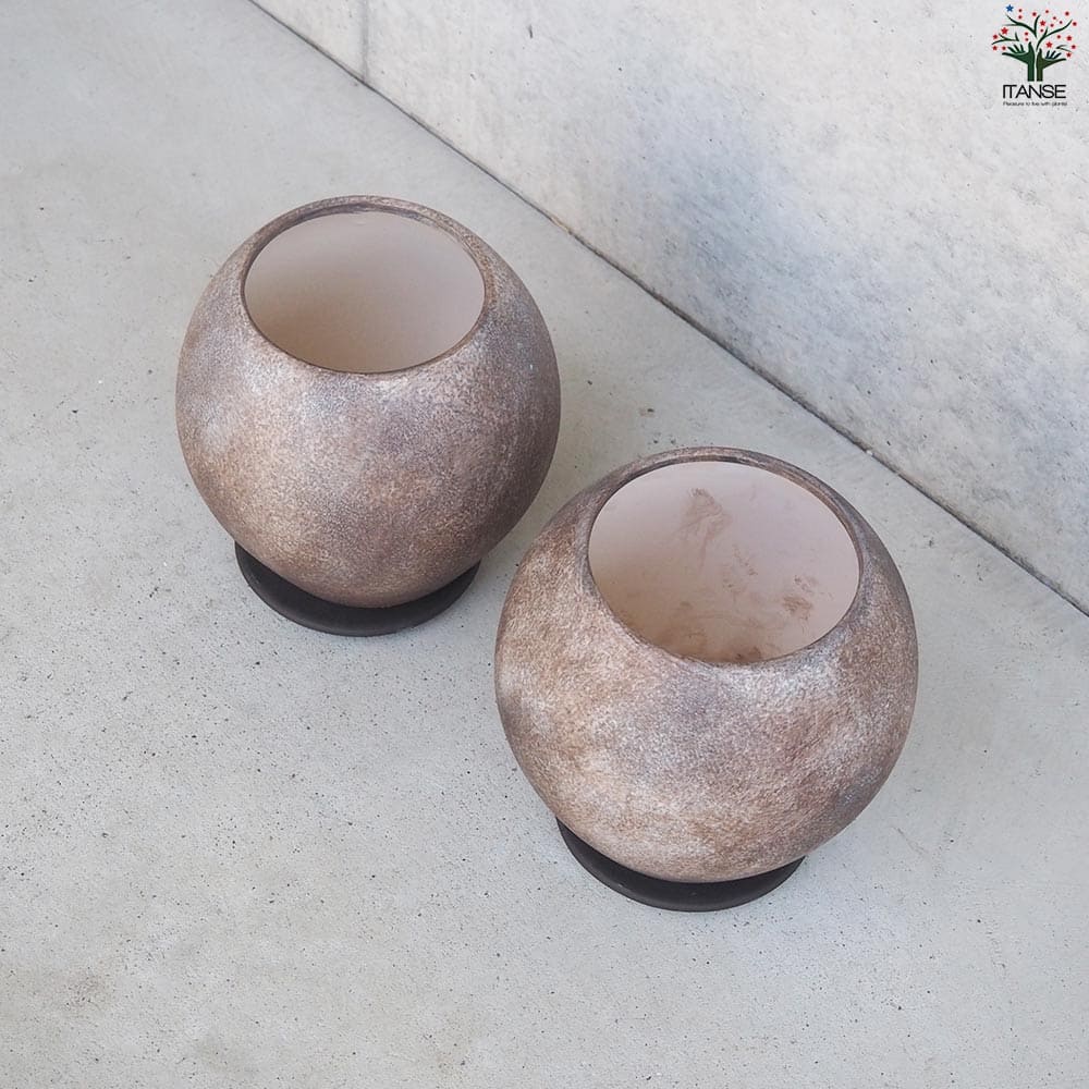 皿付陶器鉢 彩色焼磁 ダークブラウン【資材 17cm】｜ 【植物の