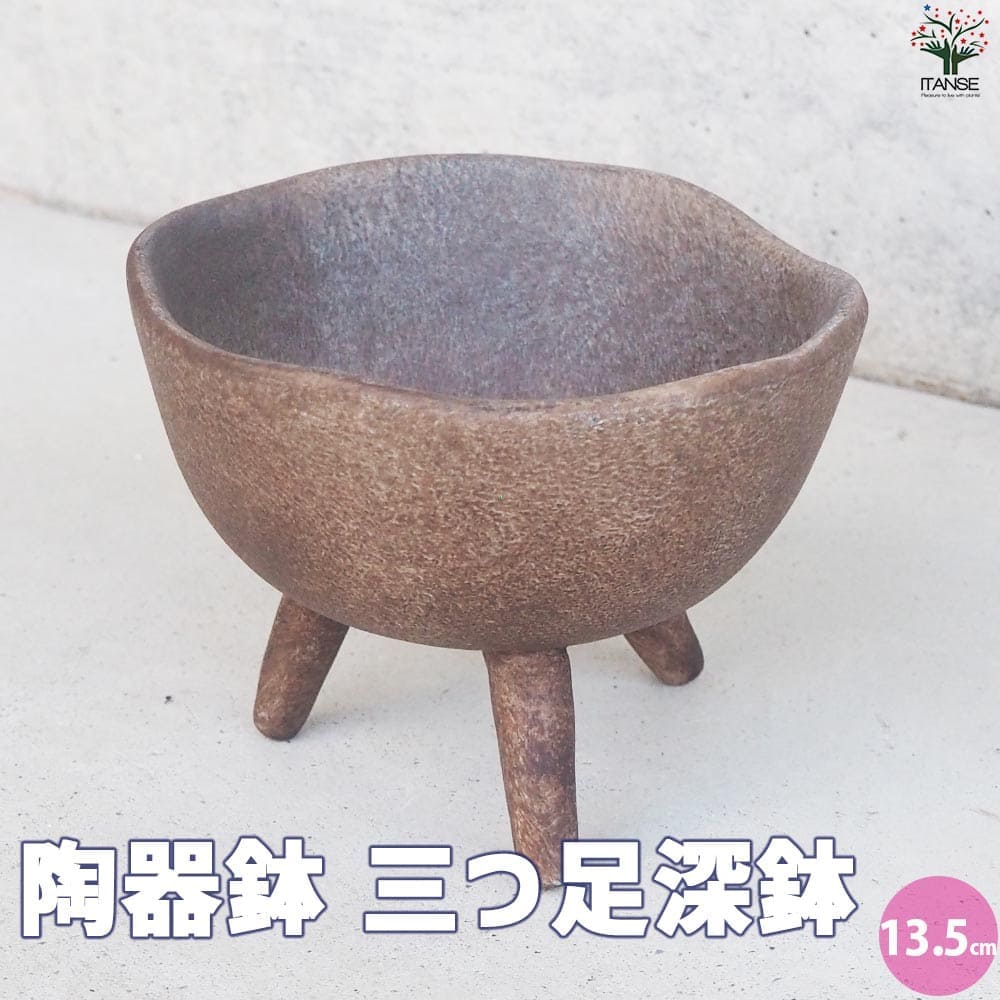陶器鉢 三つ足深鉢【資材 13.5cm】｜ 【植物のITANSE】全品送料