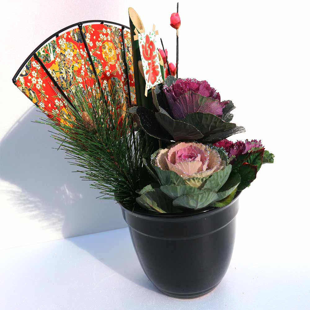 お正月飾り 迎春松竹梅アレンジ【花苗 6号／1個売り】