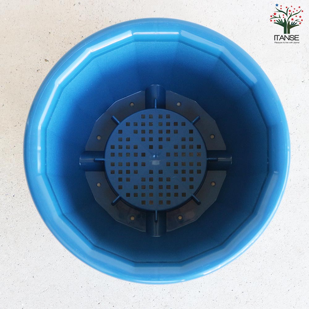 中輪鉢 色:ブルー【資材 8号】