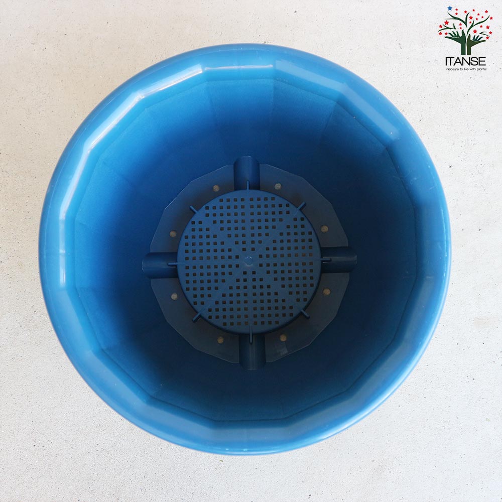 中輪鉢 色:ブルー【資材 12号】