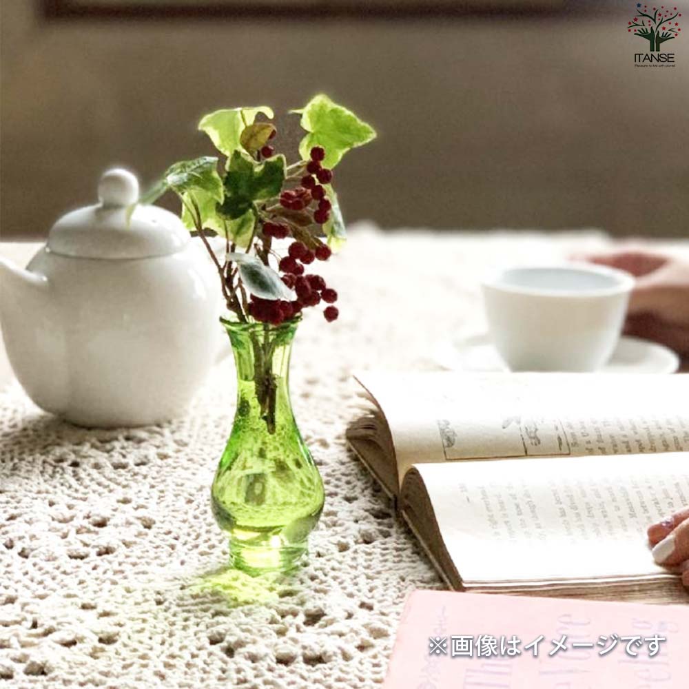 小さなガラス花瓶 タイニーフラワーベース Sサイズ(No.2) 色：グリーン【資材】