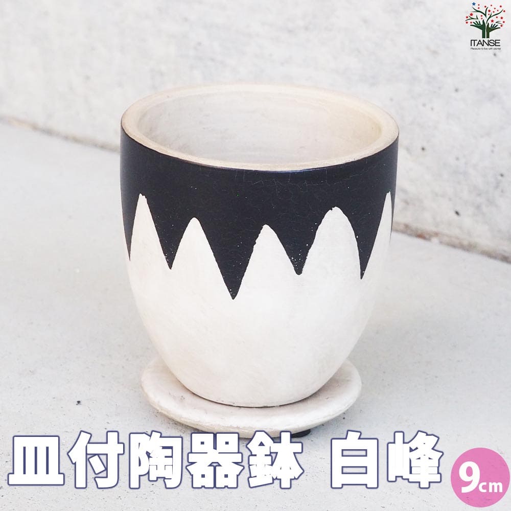 皿付陶器鉢 白峰【資材 9cm】