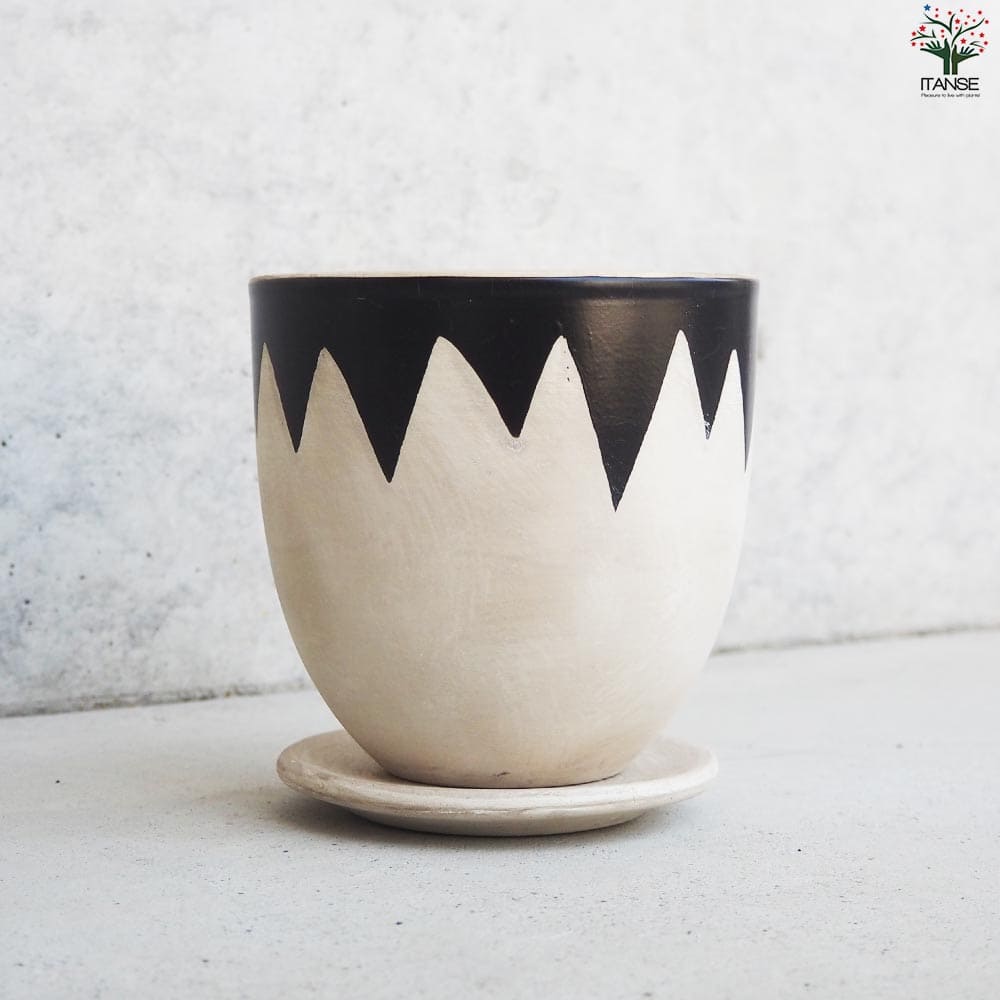 皿付陶器鉢 白峰【資材 11.5cm】｜ 【植物のITANSE】全品送料