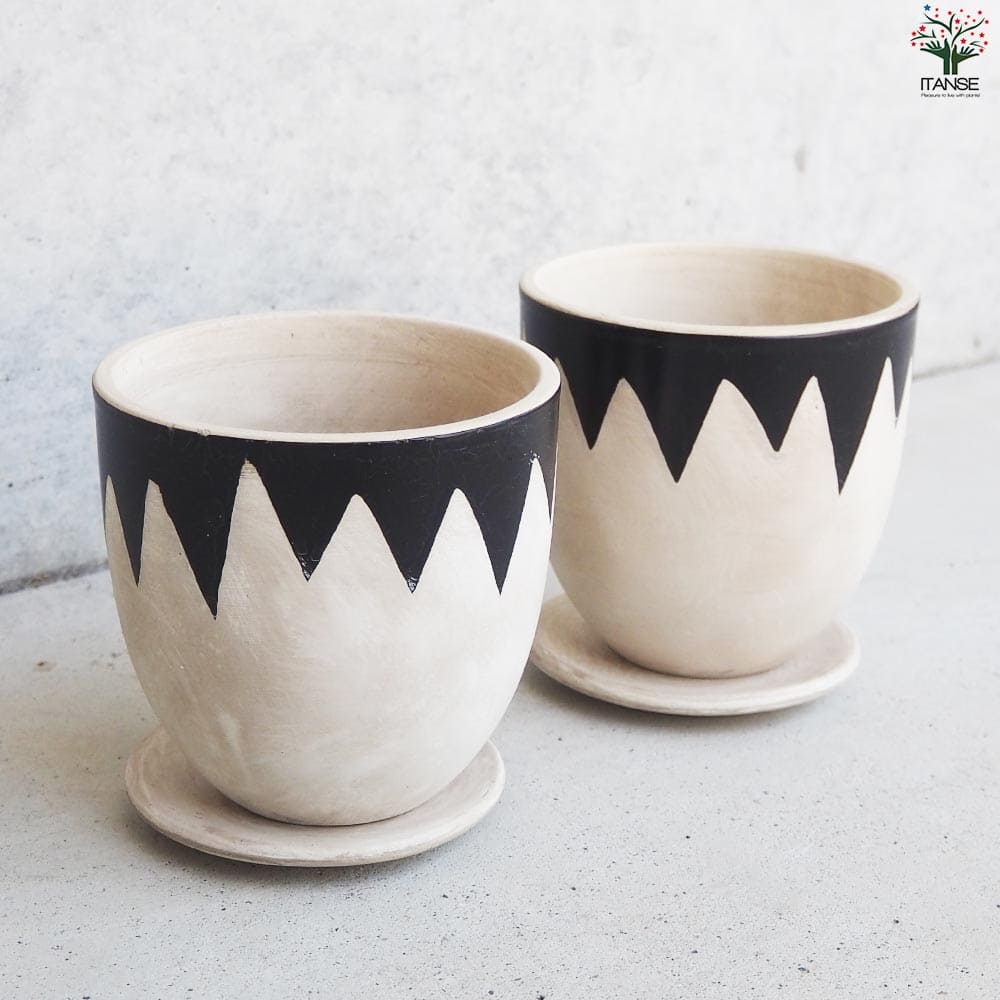 皿付陶器鉢 白峰【資材 11.5cm】｜ 【植物のITANSE】全品送料