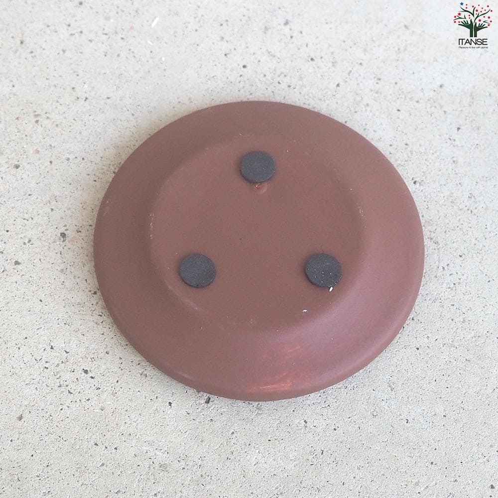 皿付陶器鉢 彩色焼磁 オレンジ【資材 10cm】