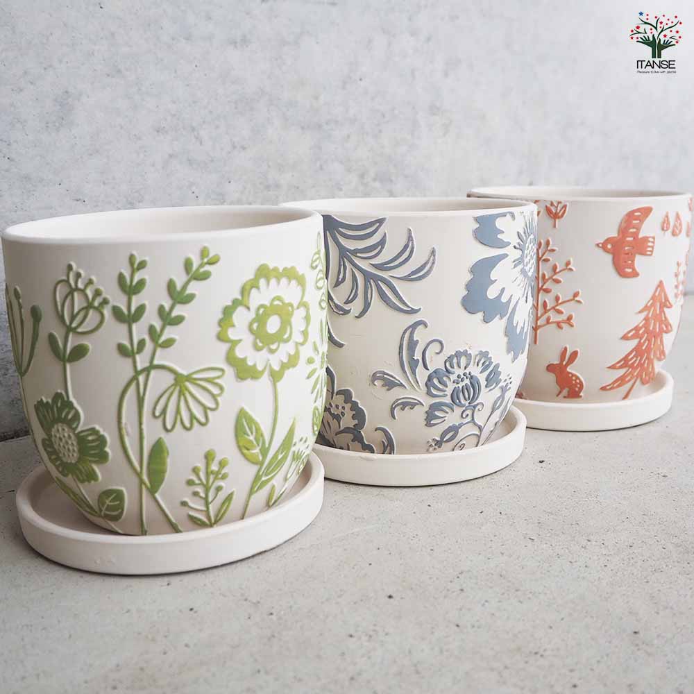 陶器鉢 フロリアーヌ C セラミックポット オレンジ 【陶器鉢 ／1個売り