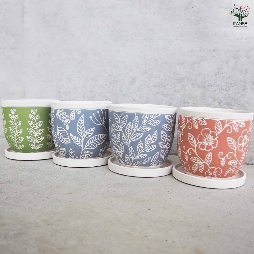 陶器鉢 フロランス A セラミックポット ブルー 【陶器鉢 ／1個売り