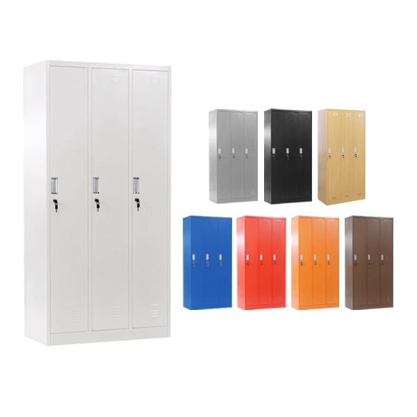 ロッカー おしゃれ スチールロッカー 3人用 鍵付き スペアキー付き 1列