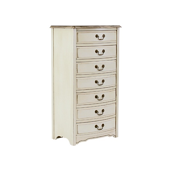 アンティーク調,7段,チェスト,W約52×D約36×H約95.5cm,ホワイト