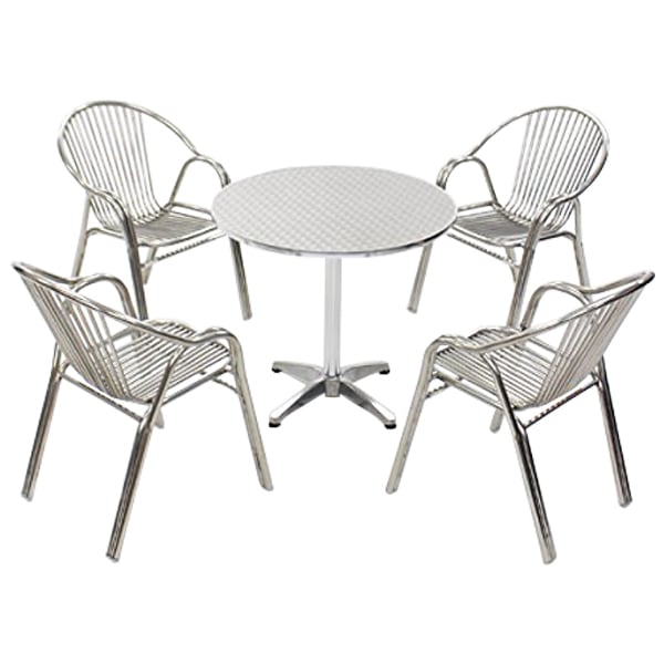ガーデン5点セット,フルステンレスチェア,ガーデンテーブル5点